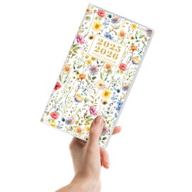 KONVINIT Pocket Calendar 2025-2026, Floral Pocket Calendar 2025-3.7" x 6.7" - Runs from January 2025 until December 2026, Small Pocket Planner with PVC Cover for Planning