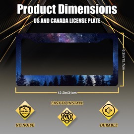 Galaxy Forest License Plate Frame Blue Purple Space Stars License Plate Personalise Colorful Stainless Steel Auto Parts Funny License Plate Beautiful Decoration with Screws 12.3"x6.3"