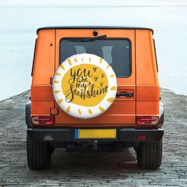Lettering You are My Sunshine Spare Tire Cover Valentine's Day Polyester Universal Wheel Tire Cover for Trailer Camping Weatherproof for Rv SUV Truck Camper Travel 15 inch