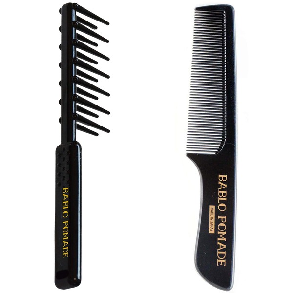 Babo Pomade Original Comb (Black) & Gel Curly Comb Set for Men Hair Comb & Coarse Styling Pomade Comb Barber