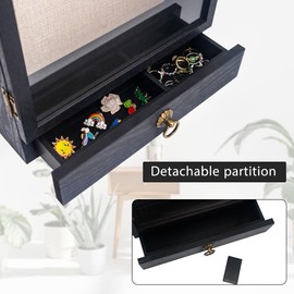 GMFrames Black 11x16 Shadow Box Frame with Drawer Door Display Case with Linen Back,Wedding Memorabilia Bouquet Medals Photos Memory Box for Keepsakes