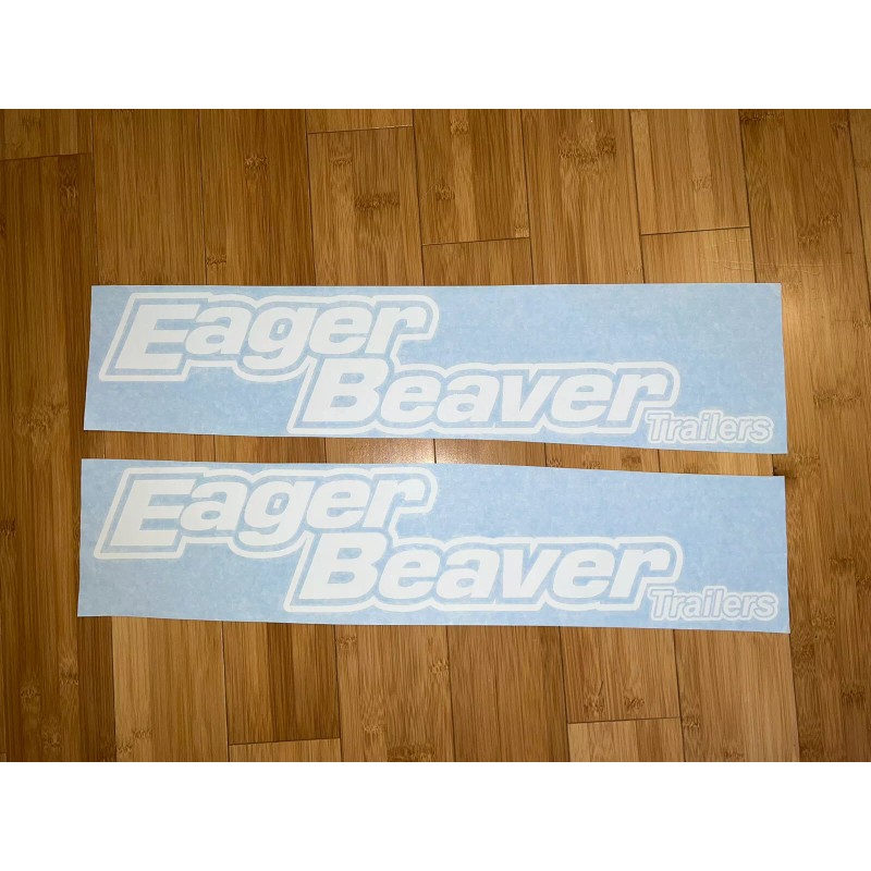 Eager Beaver Trailers Replacement Stickers 24”(Set Of 2) White Decals