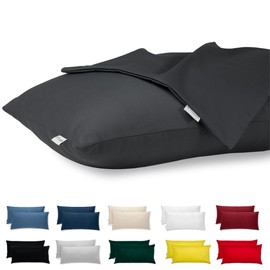 Flowen Set of 2 Cushion Covers, 40 x 80 cm, Cotton Premium Satin, Decoration for Cushions for Sofa/Bed, Super Soft, Resistant, Hypoallergenic, Anti-Dust Mite Fabric, with Concealed Zip, Fully Washable