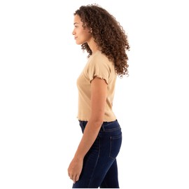 Football Sunday Game Day Athletic Juniors Lettuce Trim Crop Top Womens Baby Tee Oatmeal