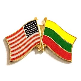 Lithuania Friendship Double Flag Lapel Pin US Crossed Emblem Tie and Hat Pin Badge