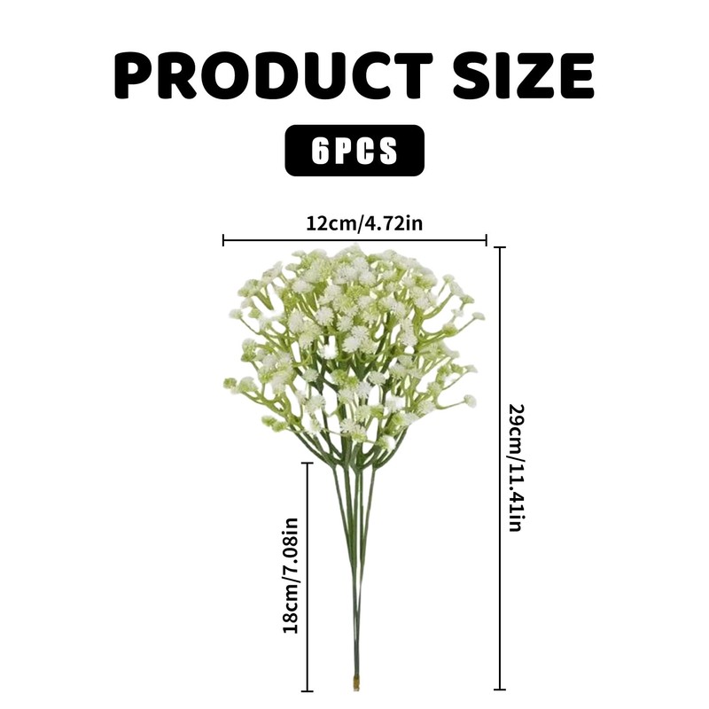 6Pcs Artificial Flowers,White Faux Fake Flower Bouquet Decoration,DIY Small Dried