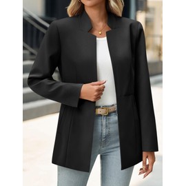 Cicy Bell Womens Business Casual Blazer Long Sleeve Open Front Notch Stand Collar Blazer Work Office Jacket Suit Black