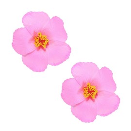 Koolgil Women's Hawaiian Flower Hair Clips Plumeria Hibiscus Hair Clips 3.5 Inch Artificial Flower Hair Barrettes Hair Accessories for Vacation Beach Party (Pink)