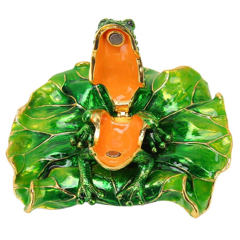 Lotus Leaf Frog Jewelry Box Hand Painted Innovative Metal Jewelry