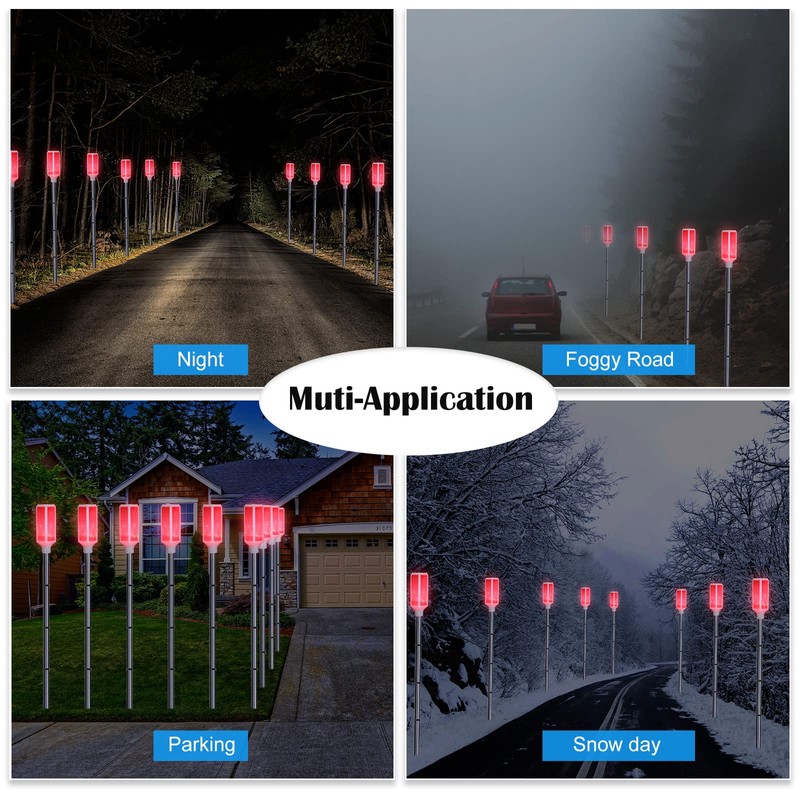 Macarrie 4 Pcs Solar Powered Driveway Markers Reflective Lights Driveway