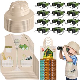Haysandy Haysandy 48 Pcs Kids Explorer Costume Set Include Plastic Explorer Safari Hats Jungle Party Vest Safari Tote Bag Adventure Binoculars for Kids Activities Jungle Zoo Birthday Party Supplies Favors