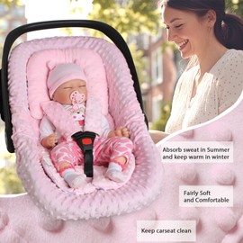 Infant Car Seat Cover Liner, Carseat Cover Liner and Protection for Baby Boys Girls, Soft Comfortable, Machine Washable, Universal Fit (Pink)