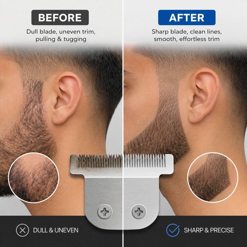 Replacement Detachable Trimmer Blade for Grooming – Stainless Steel T-Blade