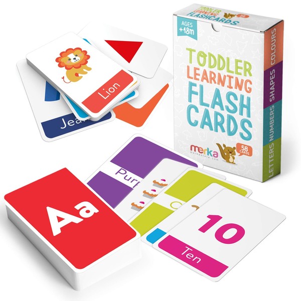 merka Educational Flash Cards for Toddlers Learn Letters Colors Shapes Numbers 58 Cards