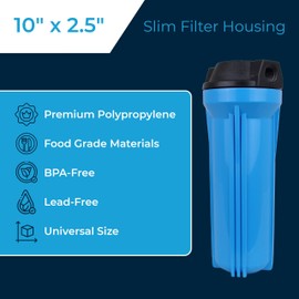 SpiroPure 10x2.5 Water Filter Housing Slim 10 inch / 10 x 2.5 Standard Housing, 1/2" NPT