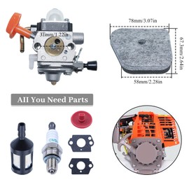 Haishine Carburetor Kit for STIHL FS87 FS87R FS90 FS90R FS100 FS110 FS110X FS130R FS130 HL100 KM90 KM100 Carburetor String Trimmer Brushcutter Lawn Mower Replace #41801200607