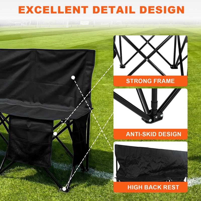 Zettfuly Soccer Bench for Team - Portable Folding Bench Seats