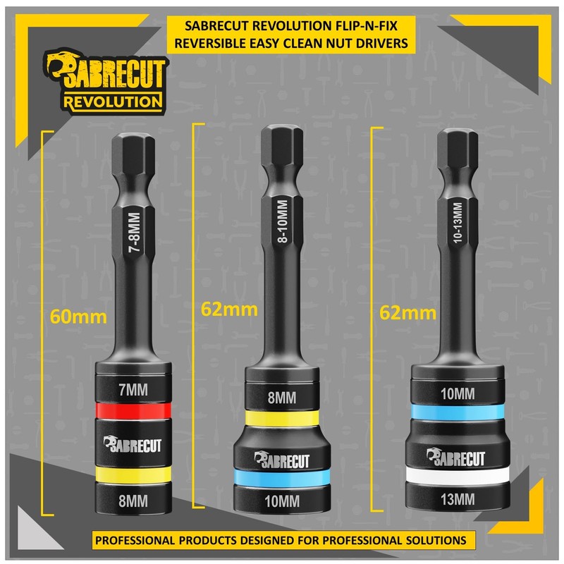 3 x SabreCut SCDINK1 Dual Size Magnetic Reversable 2-in-1 Easy