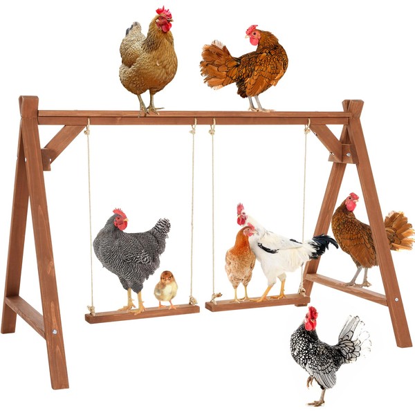 PETSFIT Chicken Roosting Bars for Hens with 2 Swings,Chickens Perch