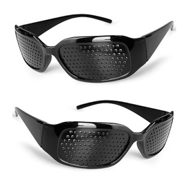 LIURFLNC 3 Pieces Hole Glasses for Eye Training Original, Grid Glasses Pinhole Glasses, Folding Grid Glasses Eye Training, Hole Glasses for Eye Training for Relaxation (It is Black), black