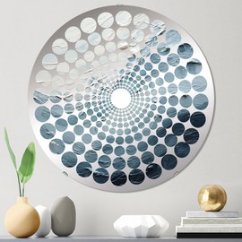 coastal wall mirror, Oval 0 mirror, Round blue bathroom mirror, coastal vanity mirror Simplistic Ebony and Azure Wave Design II printed mirror decor, round mirror 24 inch