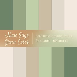 AnyDesign 60 Sheet 8.5 x 11 Inch Nude Sage Green Card Stock Paper Thick Paper Cards Colored Scrapbook Paper For Prints DIY Arts Crafts School Office Home Supplies, 65lb