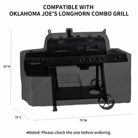 Grill Cover for Oklahoma Joe's Longhorn Combo Smoker, Heavy Duty Waterproof Oklahoma Joe Longhorn Combo Grill Cover
