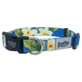 Shaka's Salty Paws Boy & Girl Dog Collar Small Medium Large (Blue Floral Hawaiian Print Dog Collar, Small Dog Collar Adj. 10-16" for Dogs up to 25 lbs)