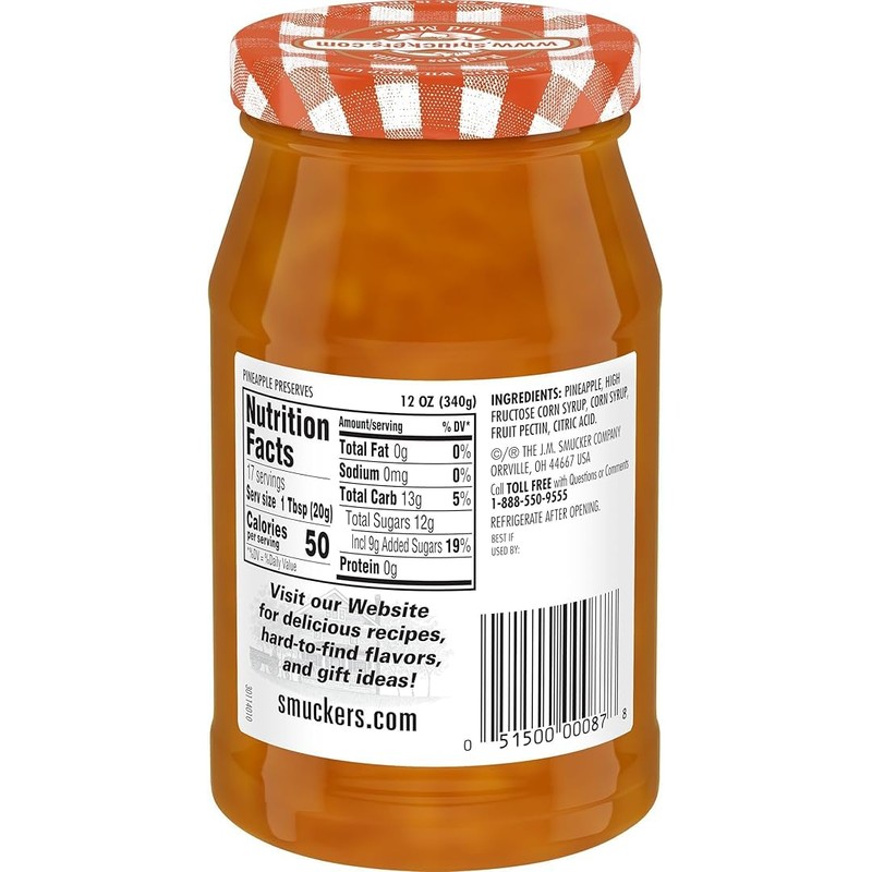 Smuckers, Preserve Pineapple - 12 Ounce