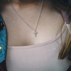 Philip Jones Pave Initial Necklace Letter T Created with Zircondia® Crystals