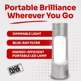 MadeSafer Night Lamp, Adults and Kids Night Light Bedroom Lamp, Dimmable Bedside Lamp, with Blue-Ray Filter, Bedside Lamps for Bedrooms and Hotels, Yom Tov and Shabbos Dimmable Lamp, 9 Watts, Silver