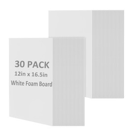 30 Pack White Foam Board for Projects, 12 x 16.5Inch Foam Core Baking Board Mat Board Center, 3/16Inch Thick Polystyrene Foam Sheet for School, Presentation, Signage & Art Crafting