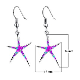 Jewellery Gift Set for Women - Starfish Nautical Beach Theme Design - Silver Plated Pendant Necklace with Purple Fire Opal Enamel Inlay & Matching Drop Earrings - With Gift Box - (Purple)
