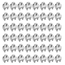 CYEER 50 Pcs M3 Wire Rope Clip Clamp, 304Stainless Steel Cable Clamps Heavy Duty, U Bolt Saddle Fastener M3 for Ø 3mm (1/8") for Rigging Rope and tension cable Garden Tension Wire Ropes