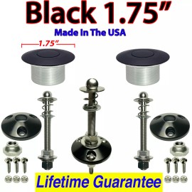 Push Button Latches New 1.75" Black Pair Quick Latch Hood Pins Hood Push Button Latches Mustang USA - 4" Studs and Swivel Mounts