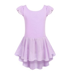 Arshiner Ballet Leotard, Children, Shoulder Ruffle Sleeves, Ballet Costume, Criss Cross Back, Chiffon Skirt, Cotton Fabric, Solid Color, Dance Skirt, Kids, Juniors, Rhythmic Gymnastics, Lessons,