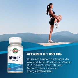 KAL Vitamin B1 | 100 mg | 100 Tablets | Vitamin B | Vegan | Gluten Free | GMO Free | Laboratory Tested | Dietary Supplement with Thiamine | Normal Pental Function & Heart Function