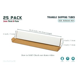 kayritonz Triangle Mailing Tube, 18.25x3x3 inch Cardboard Box, 25-Pack