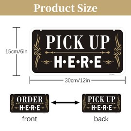 Pick Up Here Order Here Sign, Matal Reflective Order Here Pick Up Here Signs with Special Hanging Hooks Attachable to Ceiling, Pack of 2