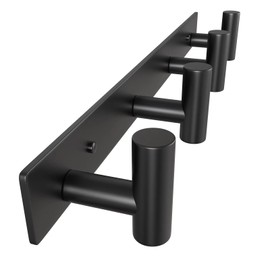 VAEHOLD Hat and Coat Wall Mount Rack - 4 Hooks for Robes, Bags, Keys, and Towels - Bathroom Towel Hanger Organizer -Black