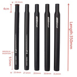 UPANBIKE Aluminum Alloy 27.2mm Bike Seat Post Length 350mm Black for Mountain Bike Fixed Gear Bike Seatpost
