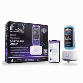 iFLO® Smart Automated A/C Drain Line Cleaner for HVAC System, For Clog-Free, Easy Installation and App-Controlled Air Conditioner Maintenance, Includes 36oz Cleaner Cartridge, 3 Month Supply