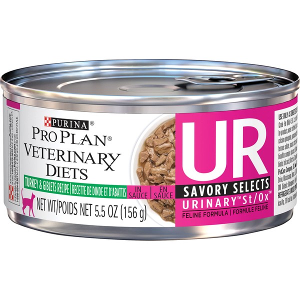 Purina Pro Plan Veterinary Diets UR Urinary St/Ox Savory Selects Feline Formula Turkey & Giblet Recipe In Sauce Wet Cat Food - (24) 5.5 Oz. Cans