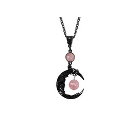 wsycoo Gothic Necklace for Women Gothic Moon Necklace Vintage Black Red Crystal Crescent Necklaces Punk Style Goth Pendant Necklaces Mystery Witch Cosplay Costumes Accessories Holiday Party Jewelry