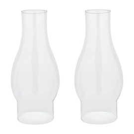 Ciata Oil Lamp, Glass, Victorian Hurricane Chimney Lamp Globe Replacement, 8-1/2 Inch Handblown Clear Glass Chimney Lamp Shade with 3 Inch Fitter and 4 Inch Bulge - 2 Pack