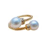 Niaspi Double Pearls Twisted Open Band Statement Rings for Women