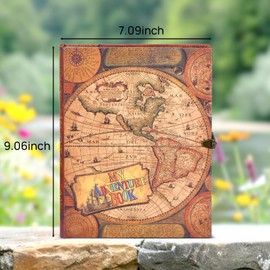 My Adventure Book Scrapbook – Retro-Style Embossed Photo Album with 124 Pages, DIY Memory Travel Journal for Couples, Anniversary, Wedding, and Valentine's Day Gifts(World Map Adventure Style)