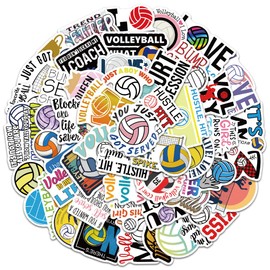 Volleyball Sport Stickers, I Love Volleyball Stickers Bulk, 50PCS Volleyball Stickers for Girls Teen, Waterproof Vinyl Stickers for Water Bottles Laptop Skateboard, Party Supplies (Volleyball)