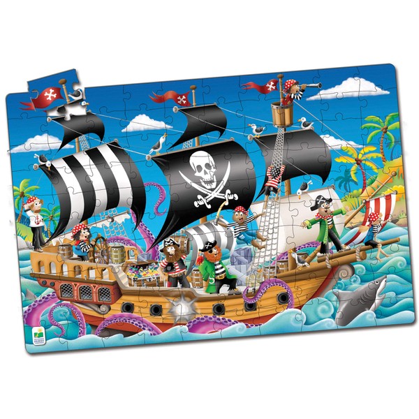 The Learning Journey Puzzle Doubles Glow In The Dark - Pirate Ship - 100 Piece Glow In The Dark Preschool Puzzle (3' X 2') - Educational Gifts for Boys & Girls Ages 3 & Up, Multi (113851)