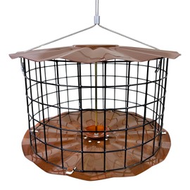 Erva Starling-Proof Barrier Guard Feeder with Seed Cylinder Holder - Premium Copper Finish - Made in USA (CYFB1)